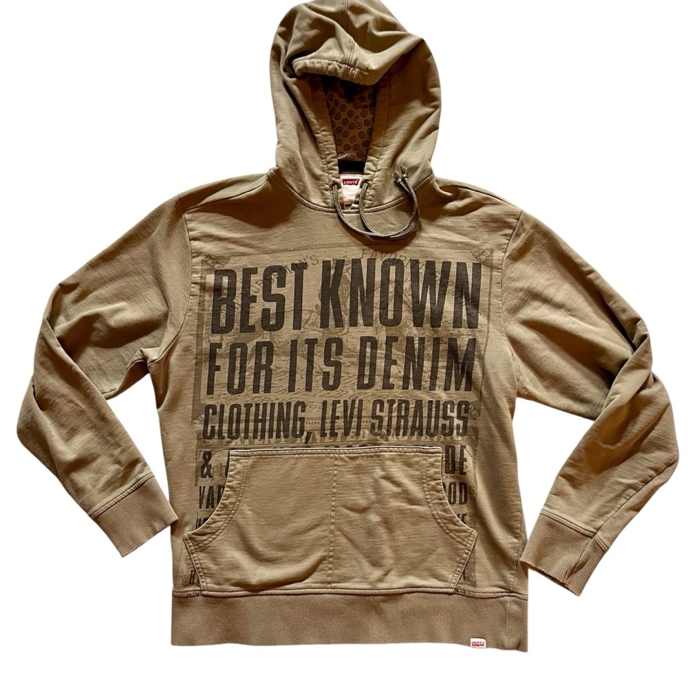Levi's Men's Tan Olive-Green Graphic Hoodie